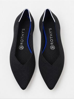 Rothy's Black White Halo The Point Ballet Flat Shoes Size 7.5